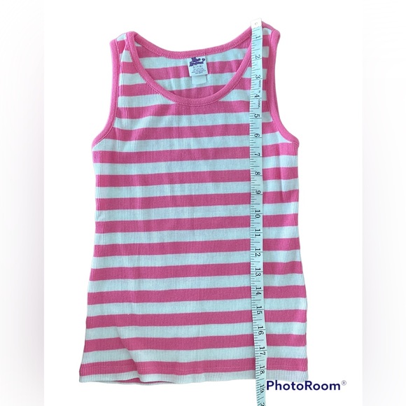 BOGO 🥳 Miss Attitude Pink White Striped Tank Top | girls S 7/8 | summer play - Picture 4 of 5